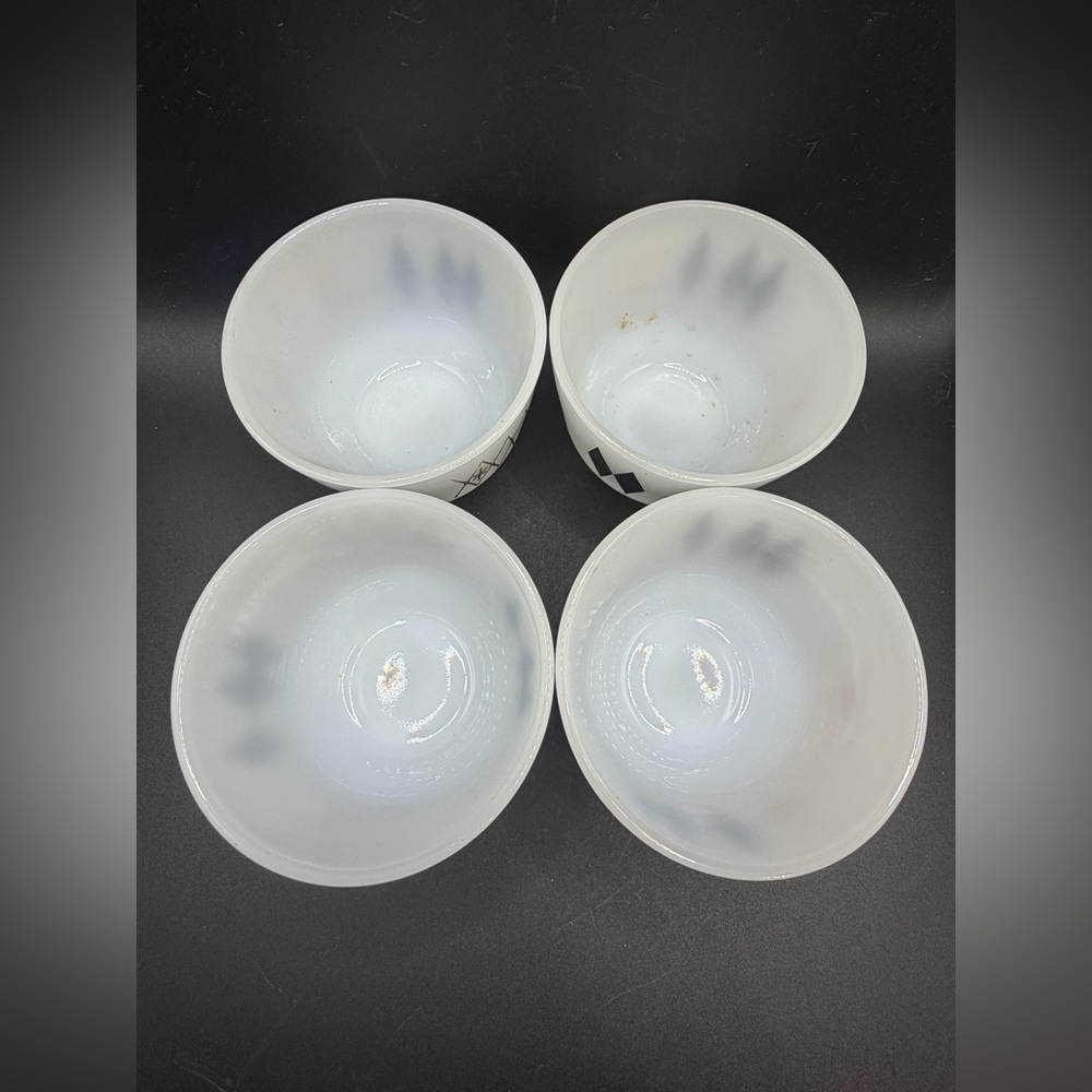 4 Federal Glass Vintage MCM Milk Glass Atomic Harlequin Dessert Custard Cups - Picture 7 of 11